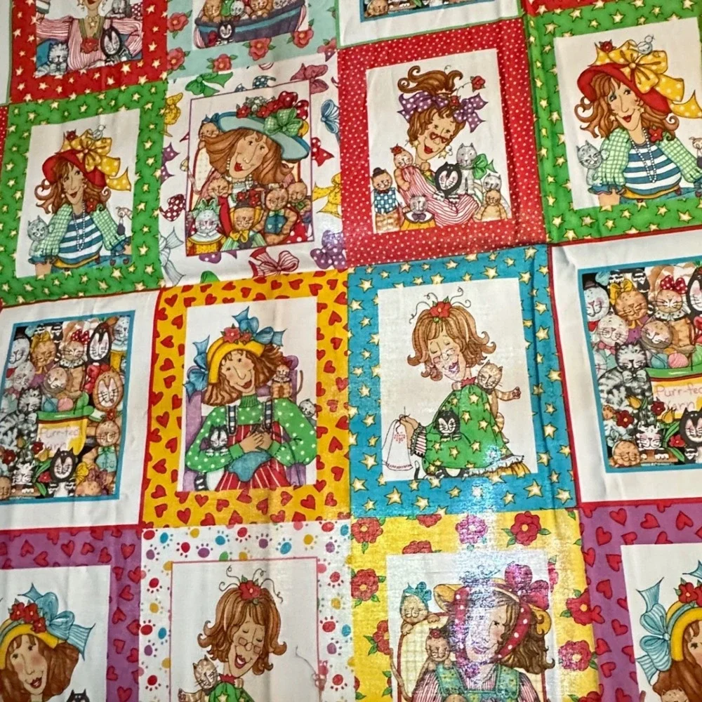 Elizabeth's Studio Cat Lady Alma Lynn Cotton Fabric Panel 23x44 Quilting Sewing - Picture 6 of 15